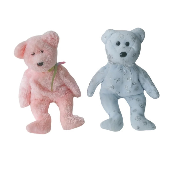 Lot of 2 TY Beanie Bear Babies - Flaky & Sherbet - Picture 1 of 7